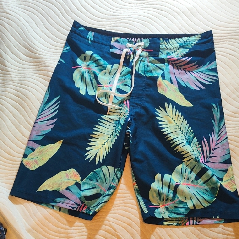 Old Navy Blue and Green Board Shorts Tropical Style